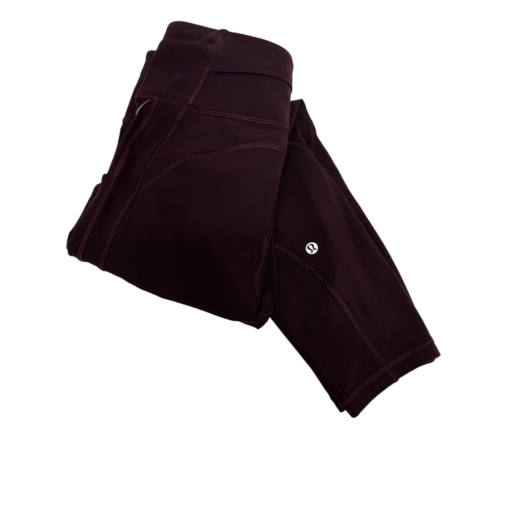 Lululemon Fast and Free Leggings Womens 4 Maroon Excellent Pockets High Rise 25"